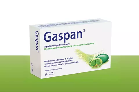 Gaspan confezione 28 capsule su ripiano sfondo verde